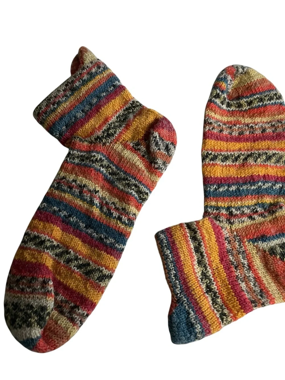 Sybil Quirky Birki multicolor handcrafted wool ankle socks 7-8.5